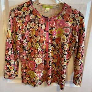 Sigrid Olsen snap front sweater Sz P